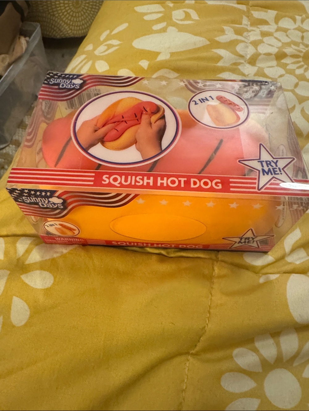 Squish Hot Dog Kids Toy - Orange & Yellow